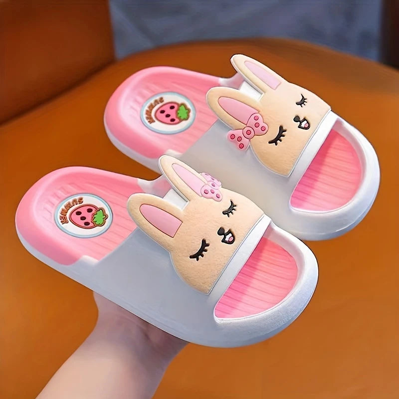 Vicvait Youngsters Girl Slippers - Cute Rabbit Cartoon Design with Pink